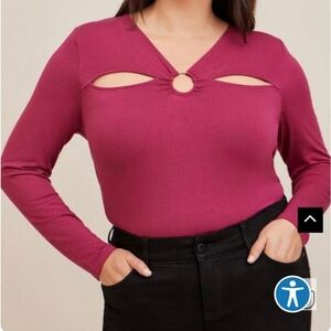TORRID Super Soft O-Ring Detail And Cutouts Long Sleeve Top